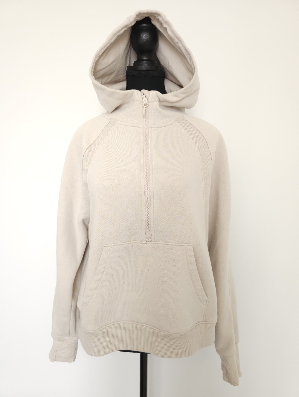 Lolë Half Zip Hoodie – Cream – Size Medium – Cozy Fleece Pullover